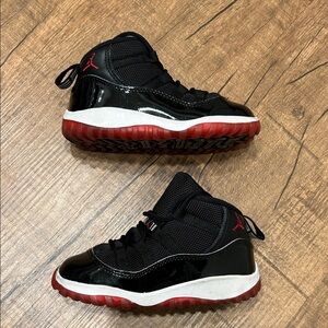 Toddler Kids Jordan Retro 11 Black Red White Size 8c